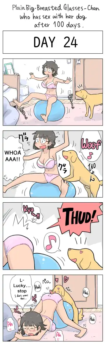 [Lithium] Plain Big-Breasted Glasses-Chan who has sex with her dog after 100 days Fhentai - Page 24