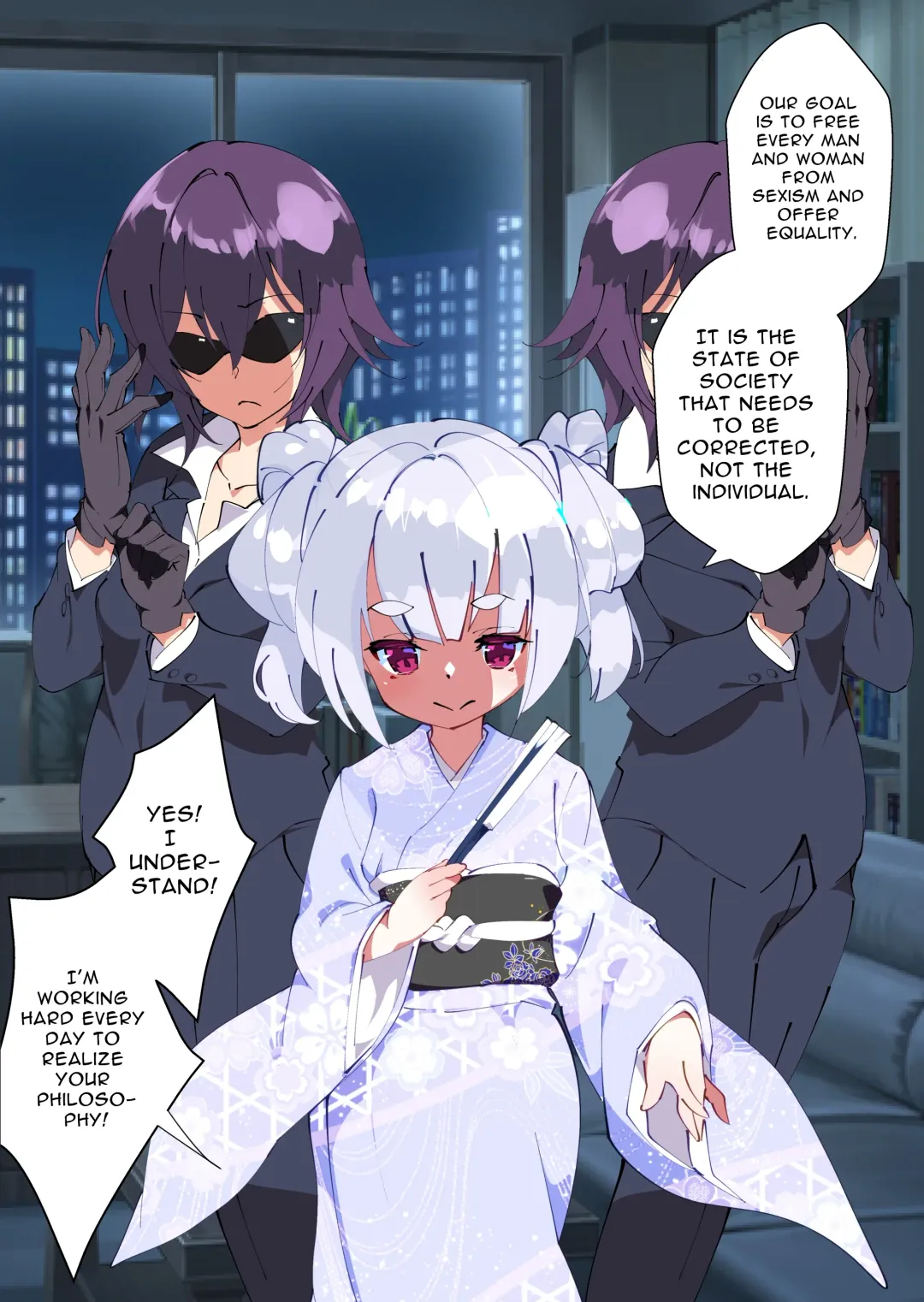 [Fujishima Sei1go] Otokogirai o Kojiraseta Onna ni Chinko Hayashite Mita Kekka | I Grew Some Dicks on those Man-hating Girls Fhentai - Page 55