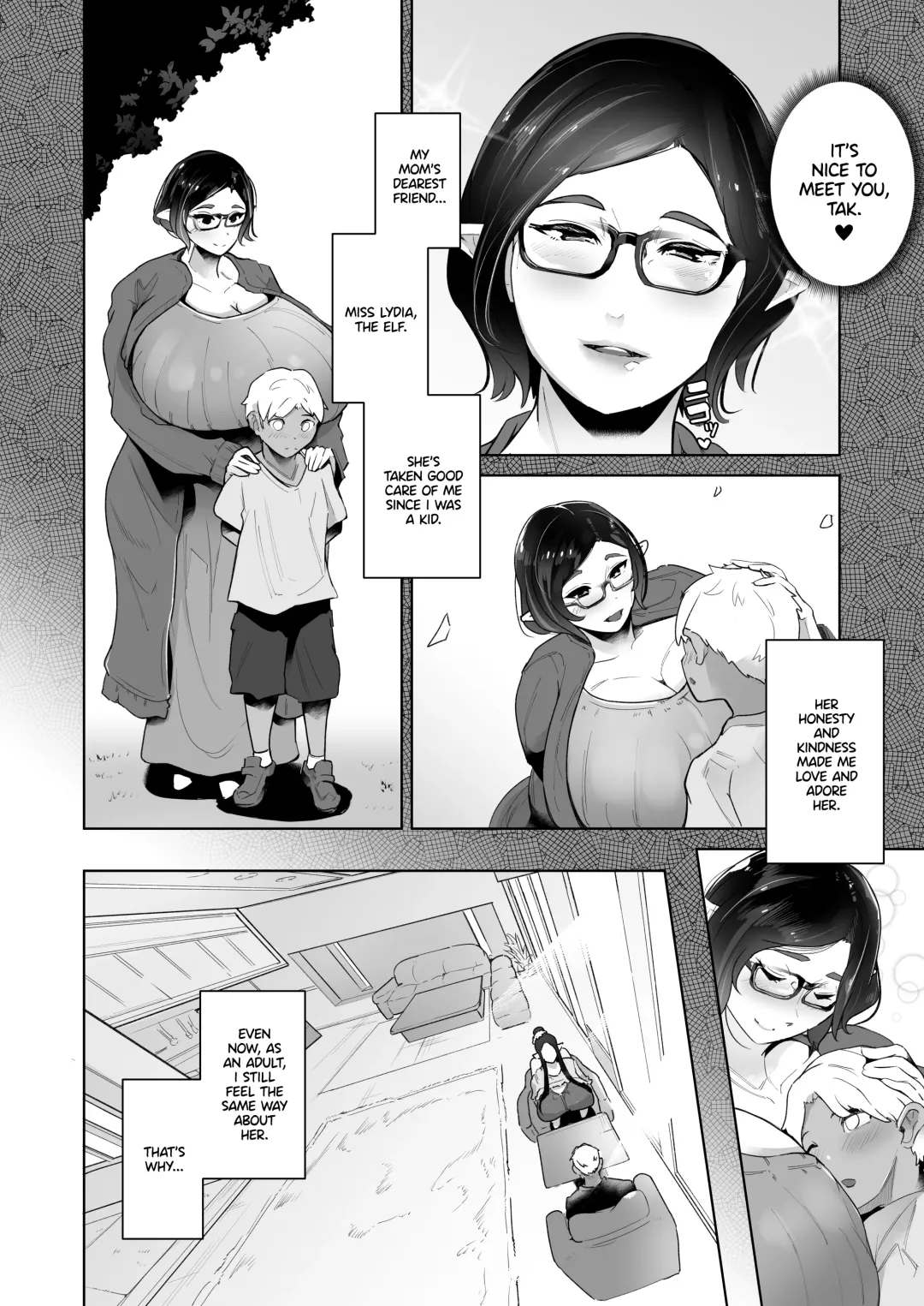 [Miyashiro Yousuke] Mucchiri Dekachichi Elf no Oba-san to Ano Hi Kawashita Sukebe de Ecchi na Yakusoku | The Hot and Pervy Promise I Made to My Plump and Busty Elf Auntie Fhentai - Page 5
