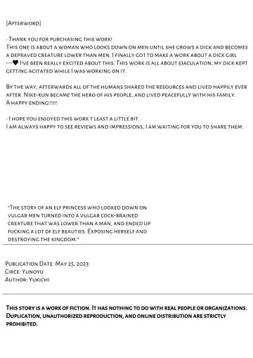 [Yukichi] Mikudashiteta Otoko Ika no Gehin Chinpo Nou ni Natte Elf Bijo-tachi ni Nakadashi Shimakutta Ageku Shasei no Tame ni Buzama Sarashite Daiji na Kuni made Horoboshichau Hanashi Fhentai - Page 43