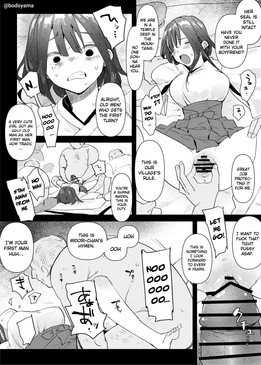 [Bodoyama] Mura no Miko to Shite Shojo o Sasage Saserareru Hanashi | A story about a girl being forced to sacrifice her virginity as a village shrine maiden. Fhentai - Page 2