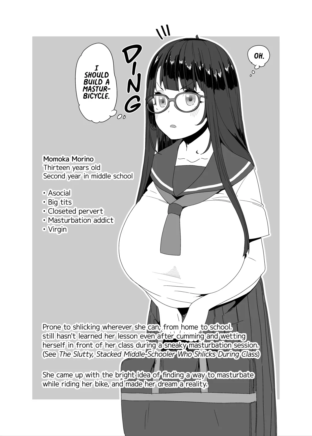 [Maeshima Ryou] Dosukebe Kyonyuu Joshi ga Acme Jitensha de Osanpo Onanie suru Hanashi | The Slutty, Stacked Middle Schooler Who Gets Off on her Bike Fhentai - Page 3