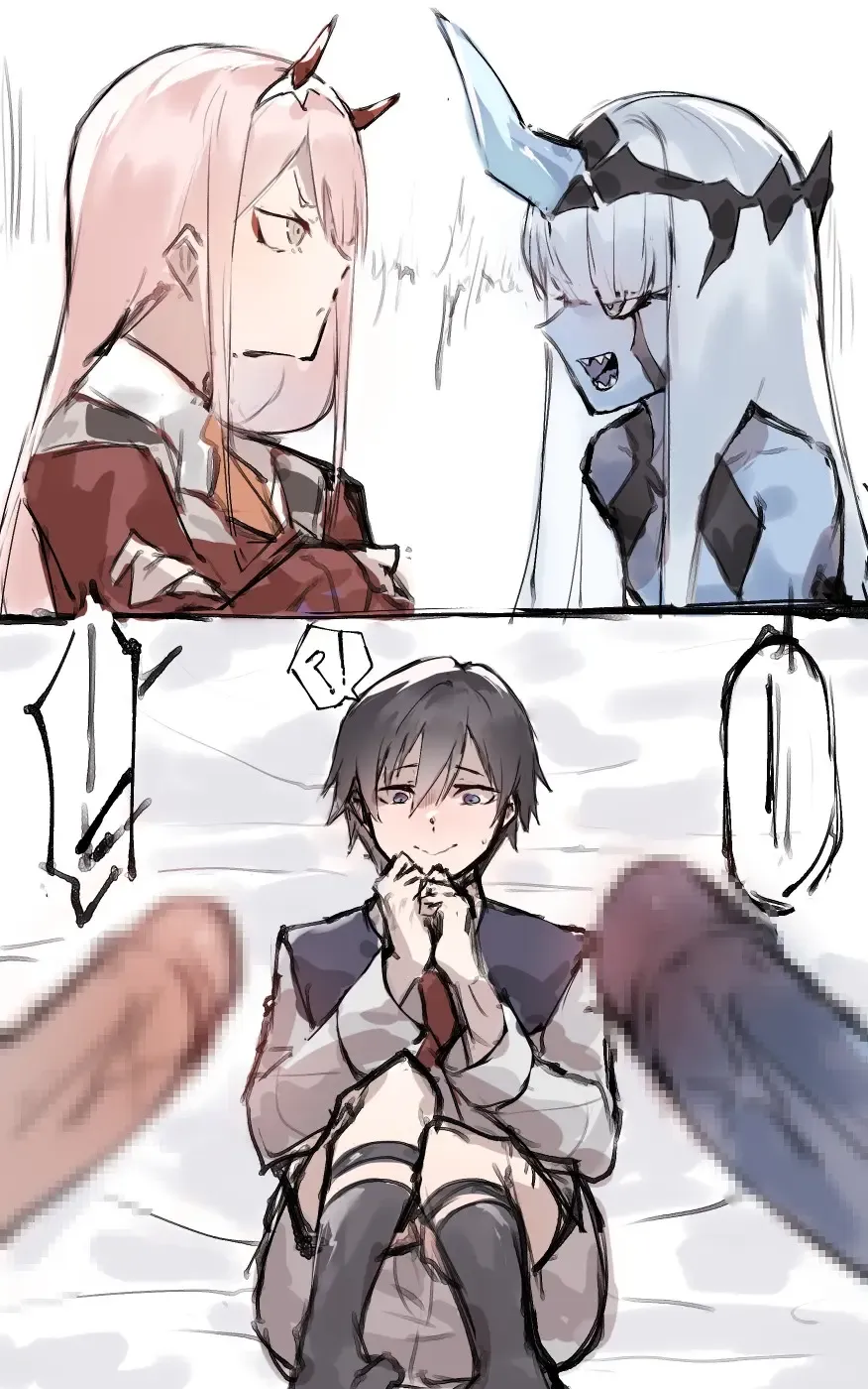 Zero Two and Zero One x Hiro futa Fhentai - Page 1
