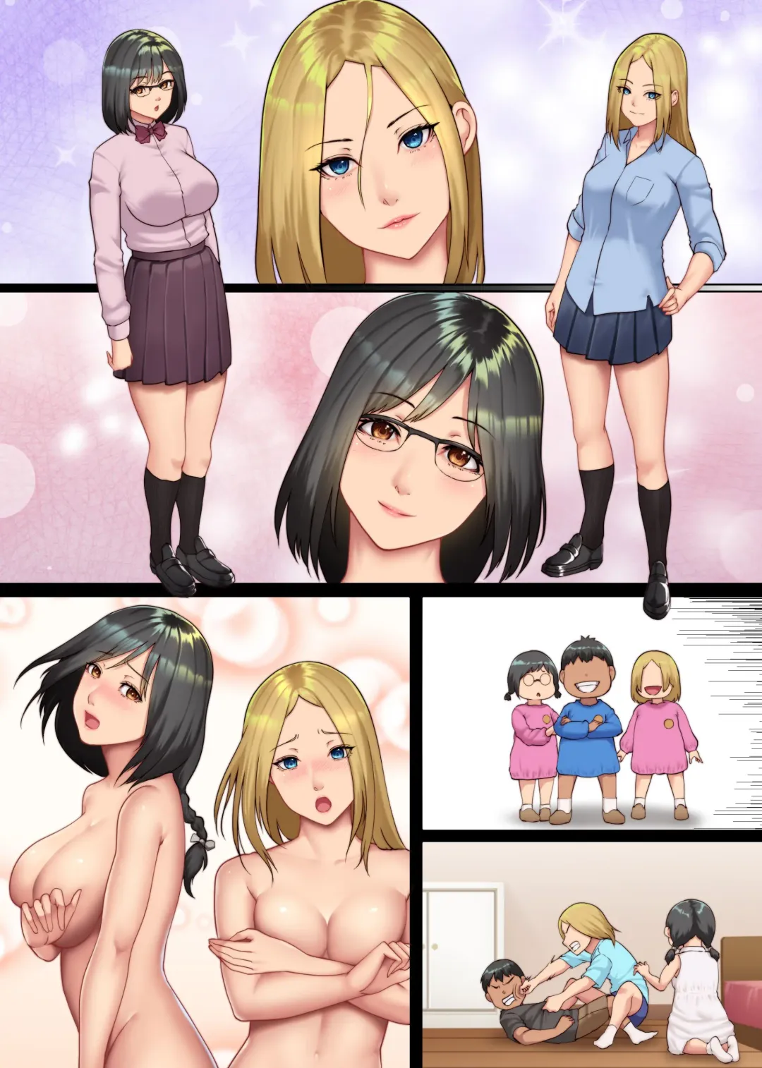 [Big.g] Osananajimi no Gal to Meganekko to Nakadashi Sex ni Oboreta Hi Soen ni Natteta Osananajimi-tachi no Seichou Shita Karada o Mae ni... Fhentai - Page 28