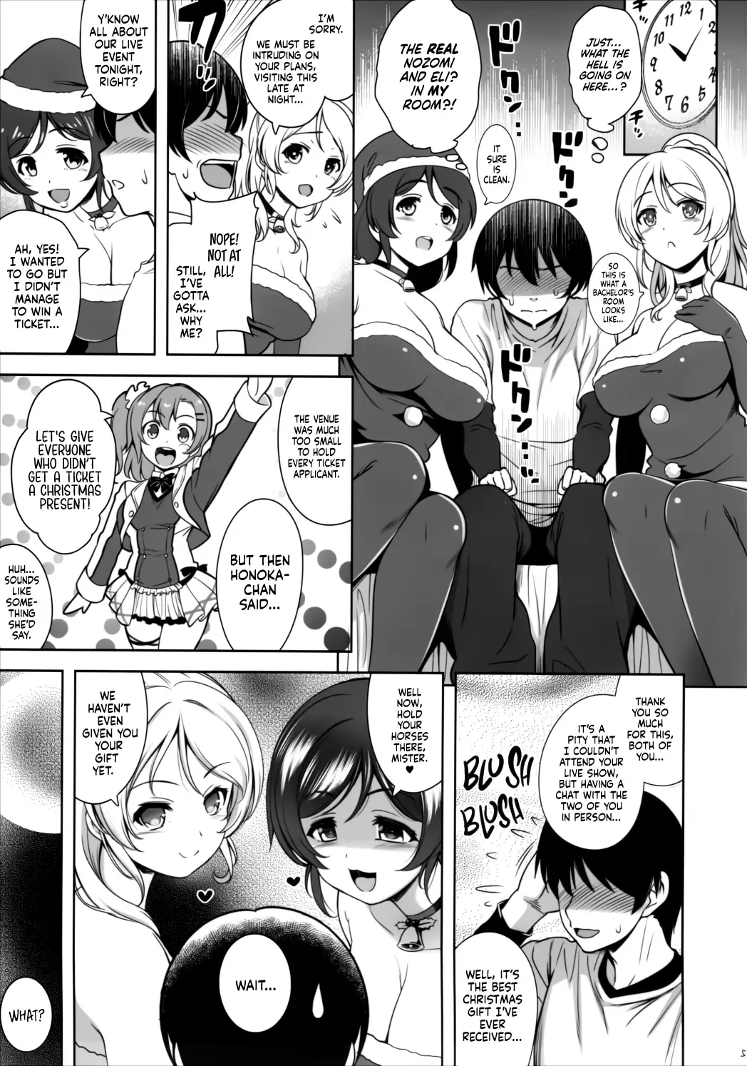 [Yasui Riosuke] NozoEri Santa ni Shiboritorare'mas - Merry Squeezmas with Nozomi and Eli Fhentai - Page 5