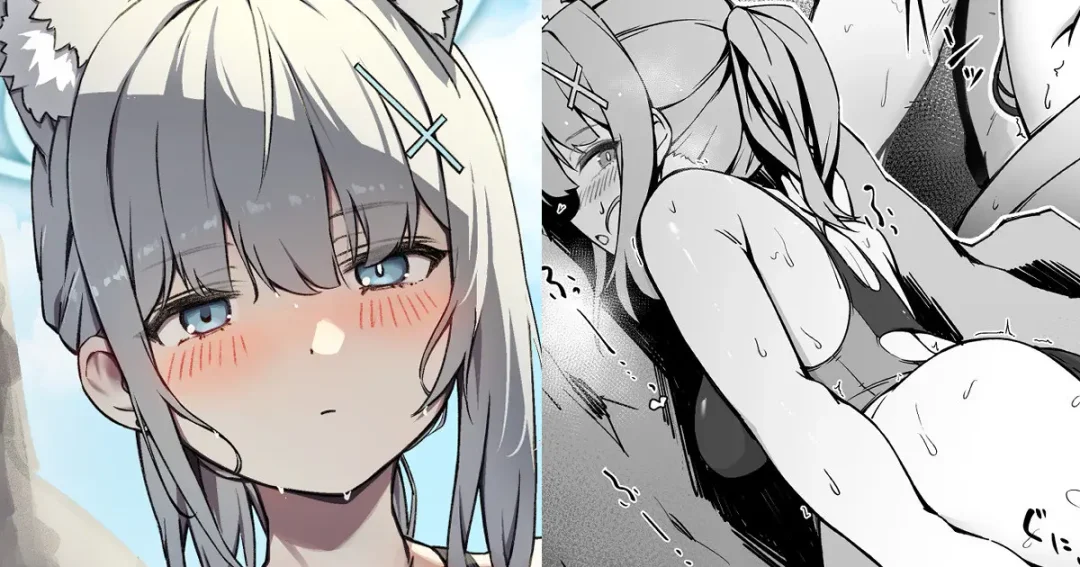 [Nameco] Mizugi Shiroko no Sensei Ipponzuri Fhentai - Page 1