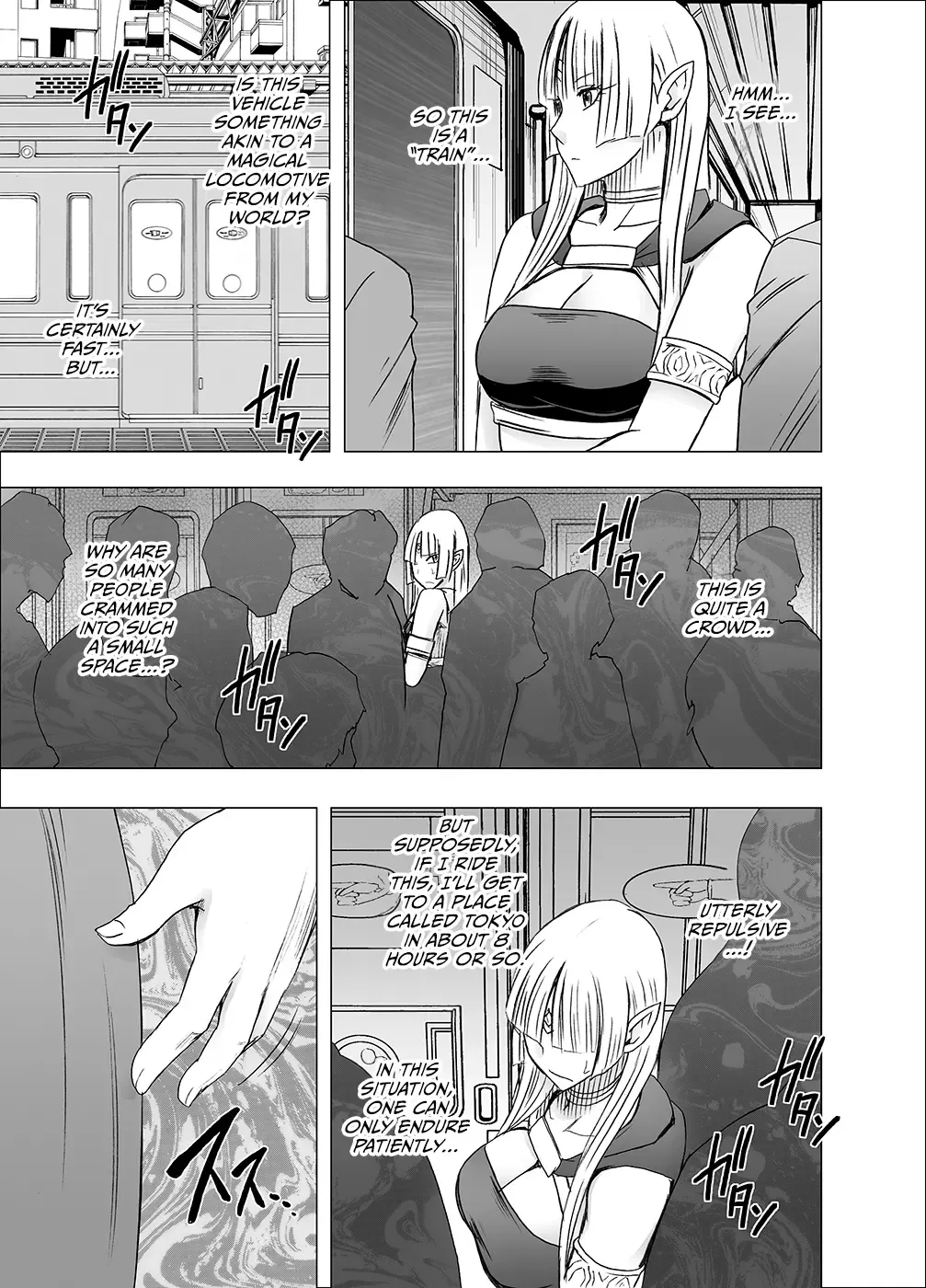 [Crimson] Isekai kara Yattekita Onna Maou-sama ga Manin Densha de Salaryman ni Chikan Sareru Hanashi Fhentai - Page 9