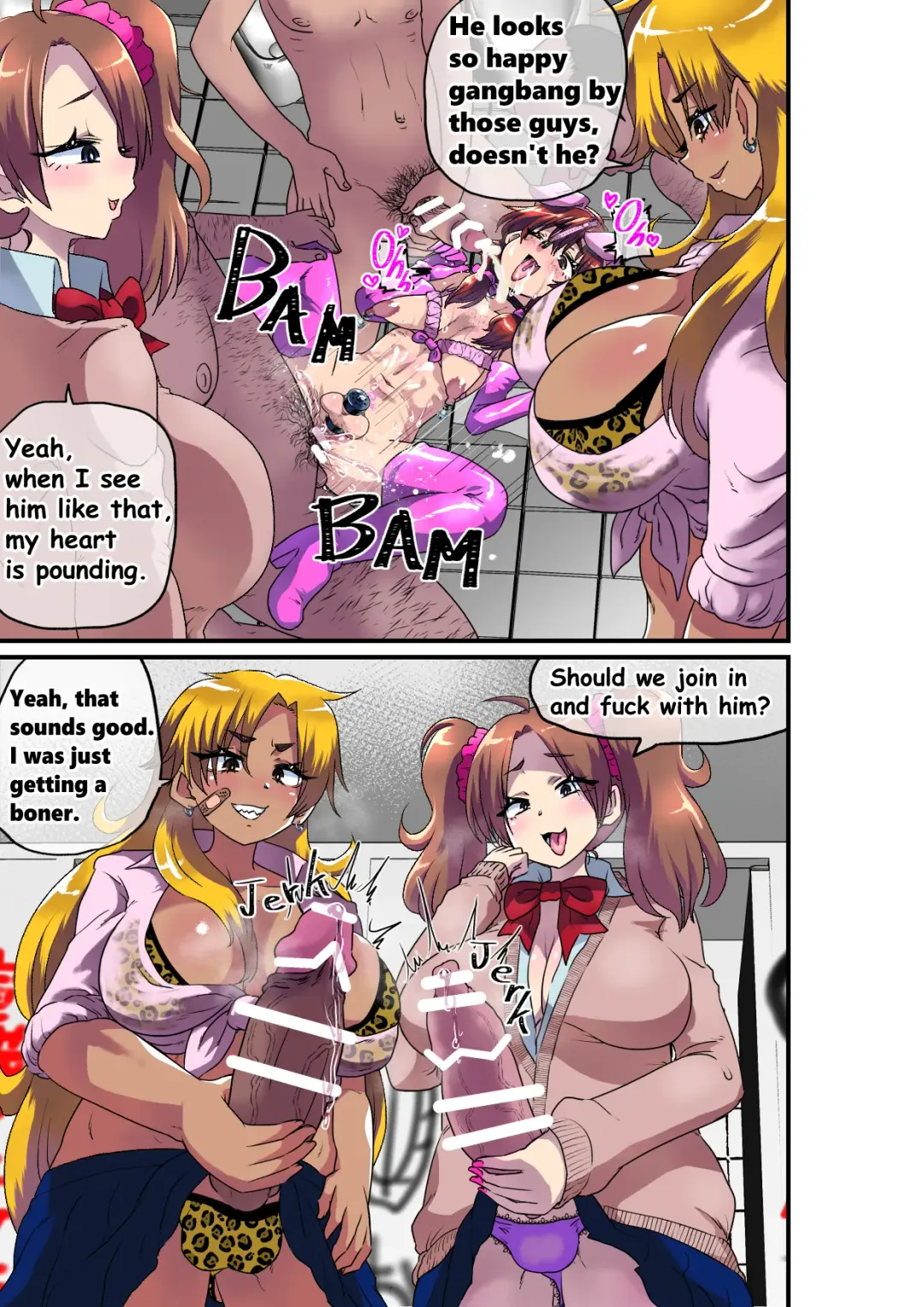 [Nikuyaki] Ore ga Mesu Ochi Shite Kyokon Futanari Gyaru-tachi no Seishori-you Chinpo Ana ni Choukyou Sarete Shimatta Ken. | I Ended Up Being Transformed Into The Sissy Slave Of The Big-Cocked Futanari Girls. Fhentai - Page 33