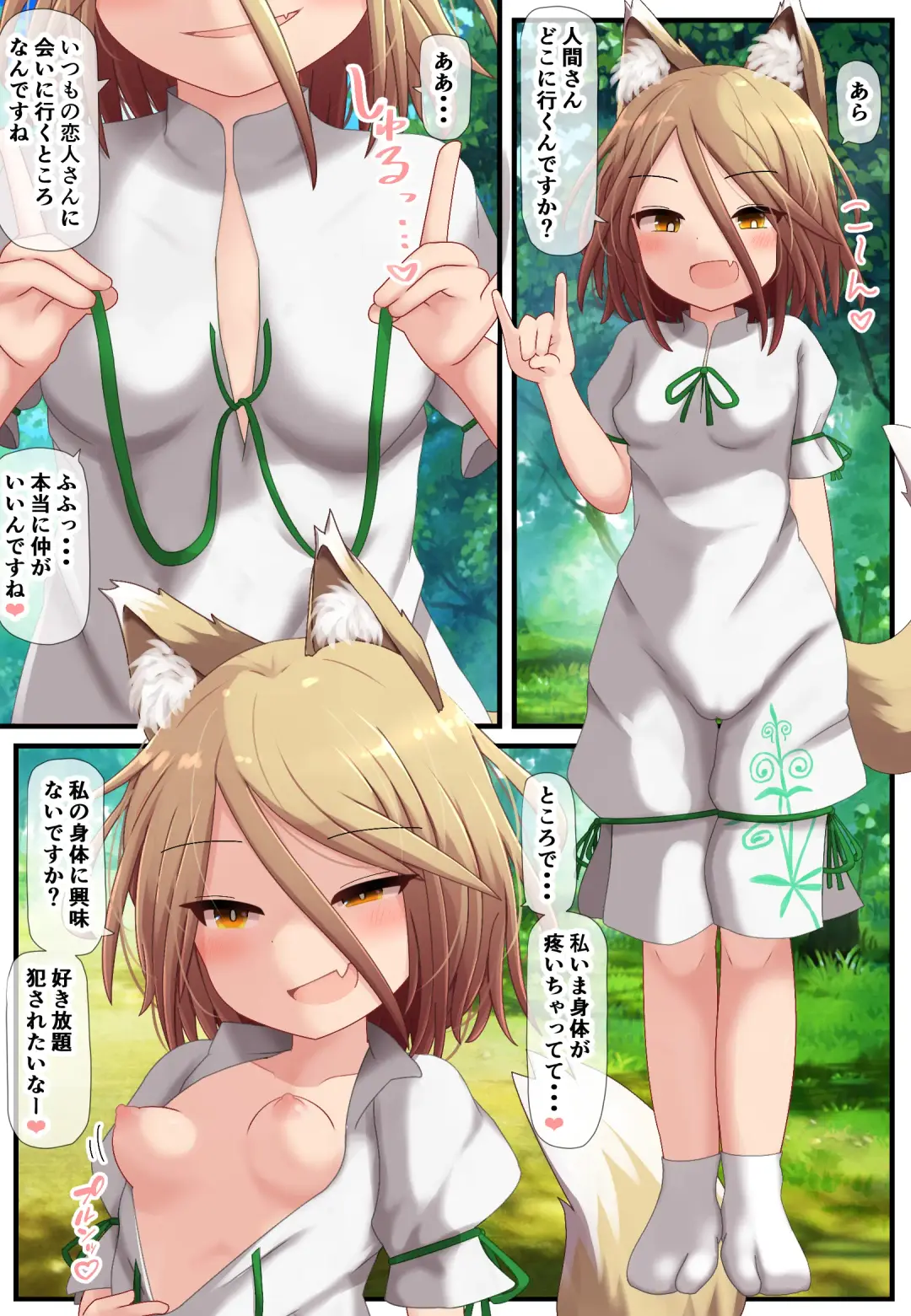 [Hanbun Kyojaku] Koibito ni Ai ni Iku Tochuu de Jaaku na Byakko ni Atta yo Fhentai - Page 1