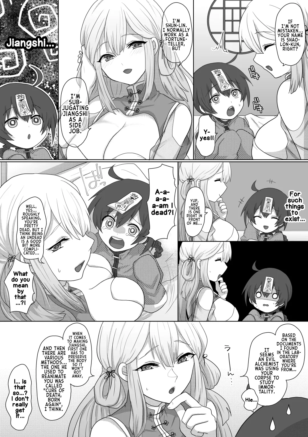 [Ashitaba Mofu] Kyuunyuu Kyonshii wa Kyou mo Doushi ni Ikasareru | The Taoist Monk Cumtinues to keep the Milk-sucking Jiangshi Alive Fhentai - Page 6