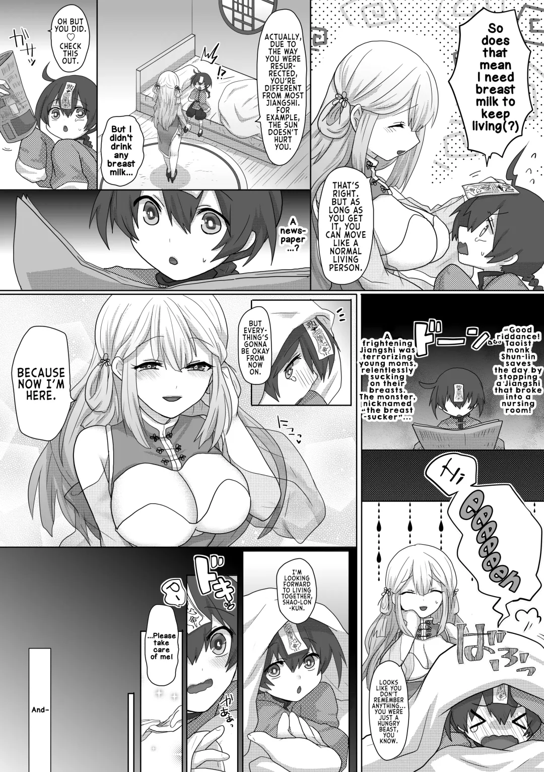 [Ashitaba Mofu] Kyuunyuu Kyonshii wa Kyou mo Doushi ni Ikasareru | The Taoist Monk Cumtinues to keep the Milk-sucking Jiangshi Alive Fhentai - Page 8