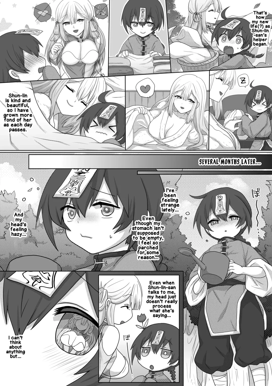 [Ashitaba Mofu] Kyuunyuu Kyonshii wa Kyou mo Doushi ni Ikasareru | The Taoist Monk Cumtinues to keep the Milk-sucking Jiangshi Alive Fhentai - Page 9