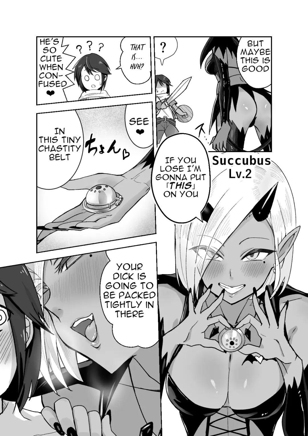 [Aibiki Mabo] Succubus ni Haiboku Shite Chitchana Teisobi o Tsukerarechau Ohanashi | Story about Losing to a Succubus and Made to Wear Small Chastity Belt Fhentai - Page 3
