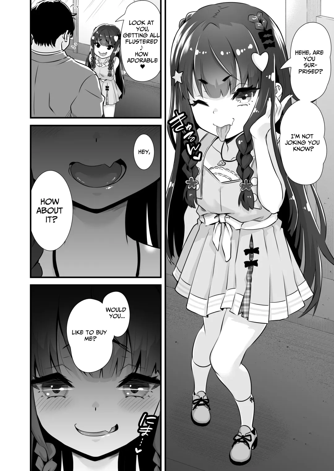 Succubus-kei Enkou J● Sayaka VS Mesugaki Wakarase Oji-san | Succubus Prostitute Sayaka VS Stallion Middle Aged Man Fhentai - Page 3