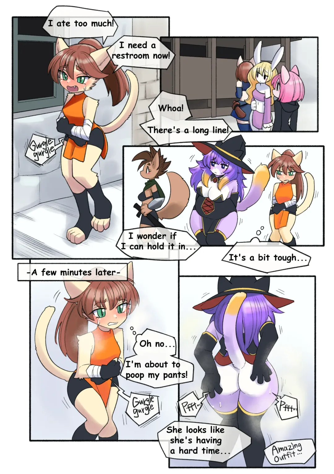 [Uno Usaya] Waiting in Line While Holding her Poop Fhentai - Page 1