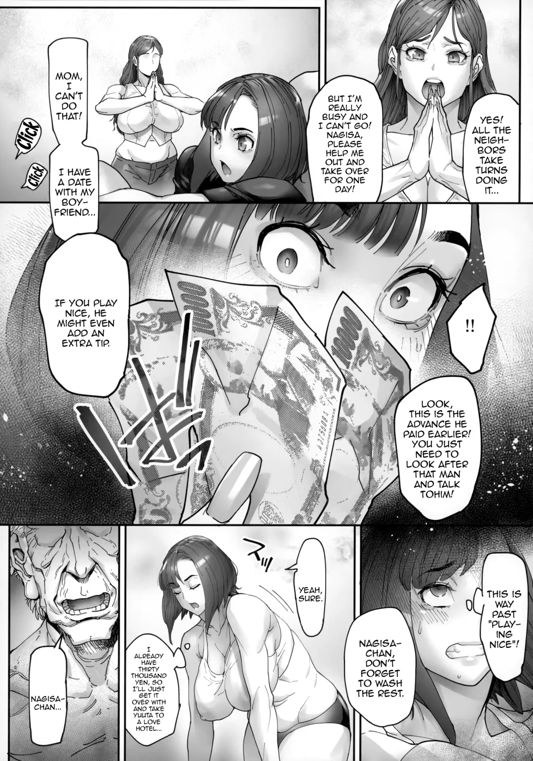 [Bonten] Kaigo Beit de Iroboke Jijii no Gouin na Yokkyuu to Okane no Mae ni Chitai o Sarasu JK Fhentai - Page 4