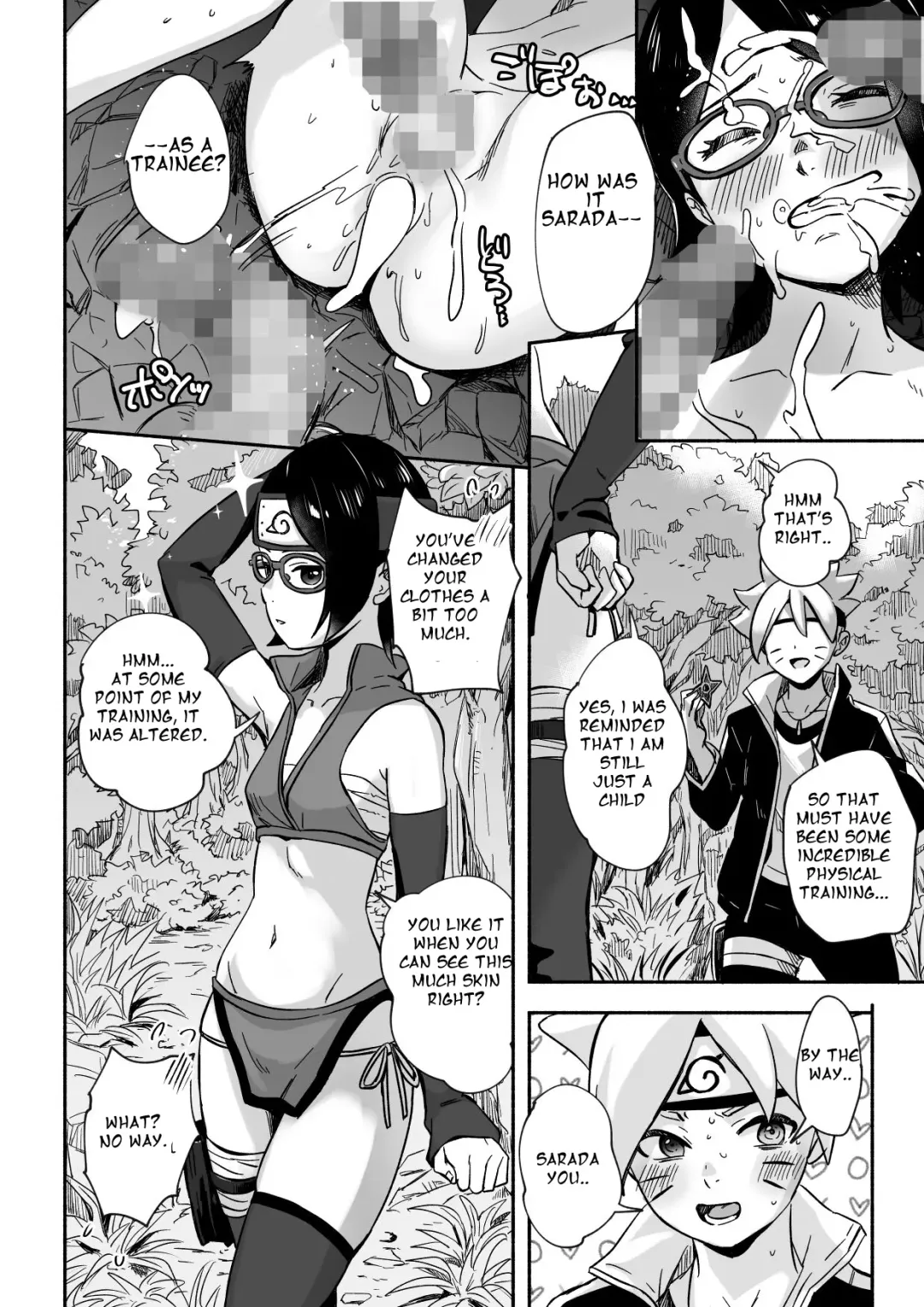 [Silver Dog] Sarada-chan no Chakra o Fuuin Shite Shugyou to Itsuwari Eroi Koto o suru Hon | A book about training and tricking Sarada-chan, who had her chakra sealed, into doing erotic things Fhentai - Page 32
