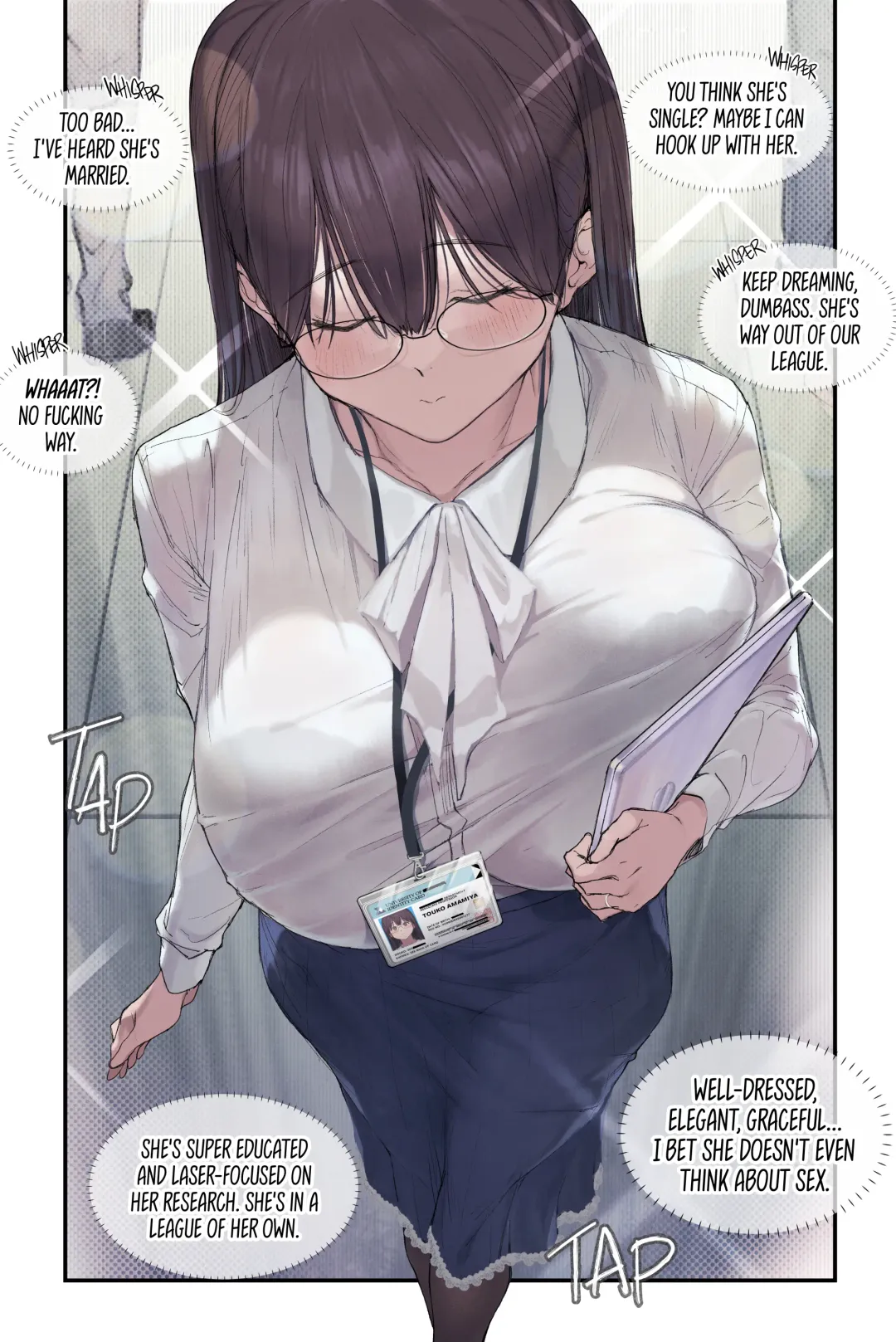 [Yomoda Yomo] Intelli Hitozuma Amamiya Touko Sensei no Hatsujou | Touko Amamiya: Wife, Scholar, Professor in HEAT (decensored) Fhentai - Page 4