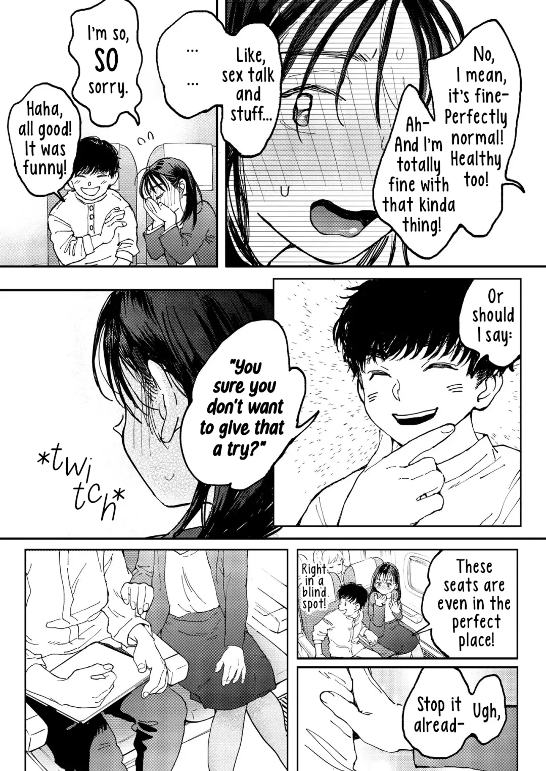 [Denbu Momo] Muramura OL-san wa Hikouki no Naka demo Seiyoku o Mitashitai | Horny OL-san, even on an Airplane, Wants To Satisfy Her Sexual Desires Fhentai - Page 12