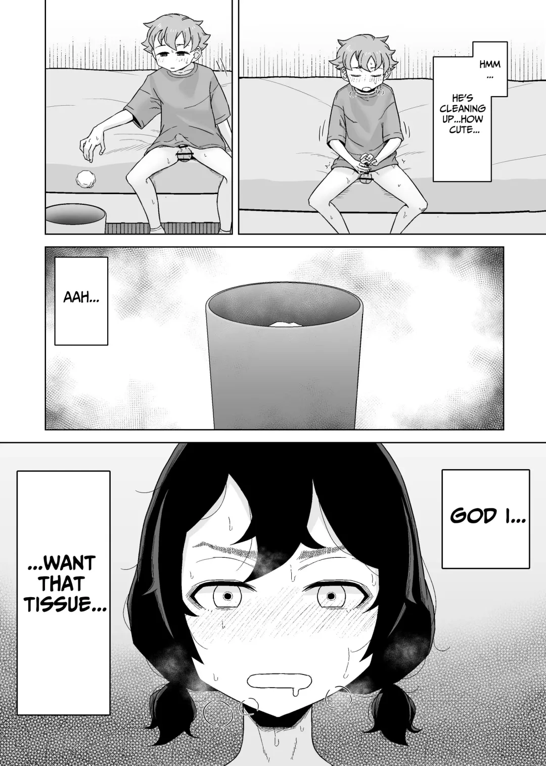 [Hagger] Onanie Izon Jidaraku Joshi wa Shounen no Onanie o Nozokimisuru. | A Masturbation Addicted Slob Girl Peeps on a Boy Jerking Off. Fhentai - Page 30