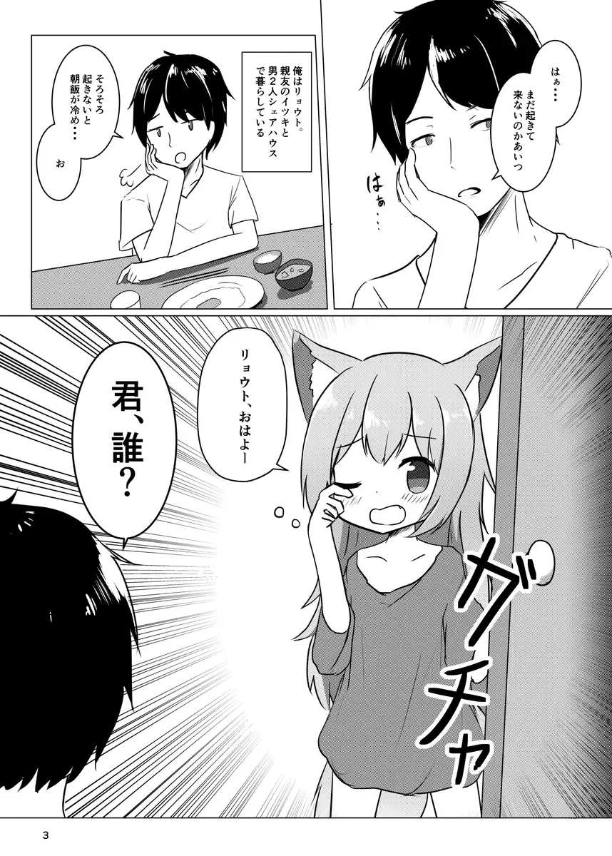 dōshitsu no tomo ga asaokitara kemomimi musume ni natteta hanashi Fhentai - Page 2