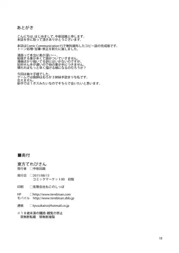 [Chuusuu Kairo] Touhou Terebisan Fhentai - Page 18