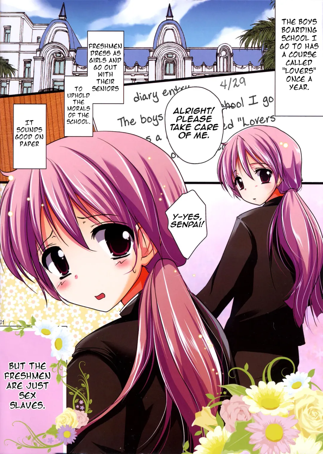 [Dynamite Moca] Zenryousei Danshikou de Senpai no Nikudorei na Josou Shounen ga Ahegao Double Peace | The Senior's Crossdressing Cock Slave's Ahegao Double Peace At A Boys Boarding School Fhentai - Page 2