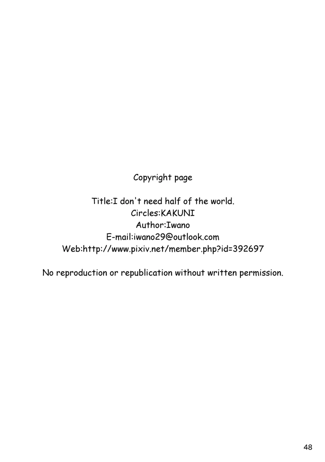 [Iwano] Sekai no Hanbun wa Irimasen. - I don't need half of the world. Fhentai - Page 49