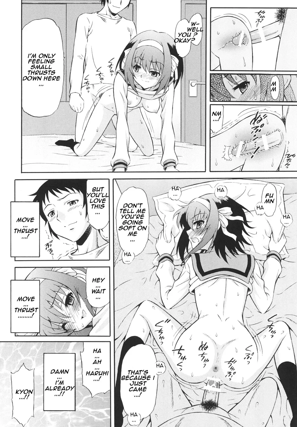 [Harukaze Soyogu] Kyougaku Haruhi to Yasumi to Kyon | Suzumiya Haruhi, Yasumi, and Kyon Fhentai - Page 12