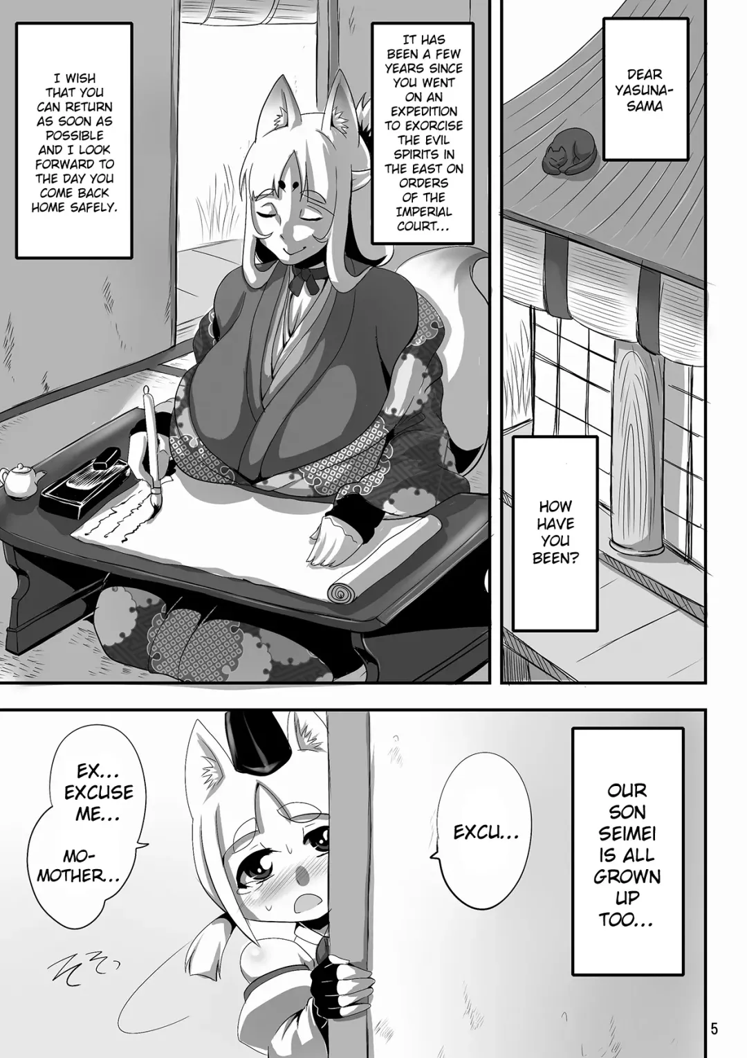 [Naniwadou Matatabi] Kitsune no Haha. | Fox Mother. Fhentai - Page 4