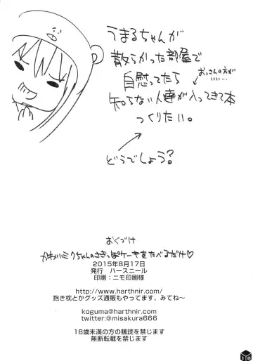 [Misakura Nankotsu] Kawaii Miku-chan no Sakippo Cake o taberu dake Fhentai - Page 18