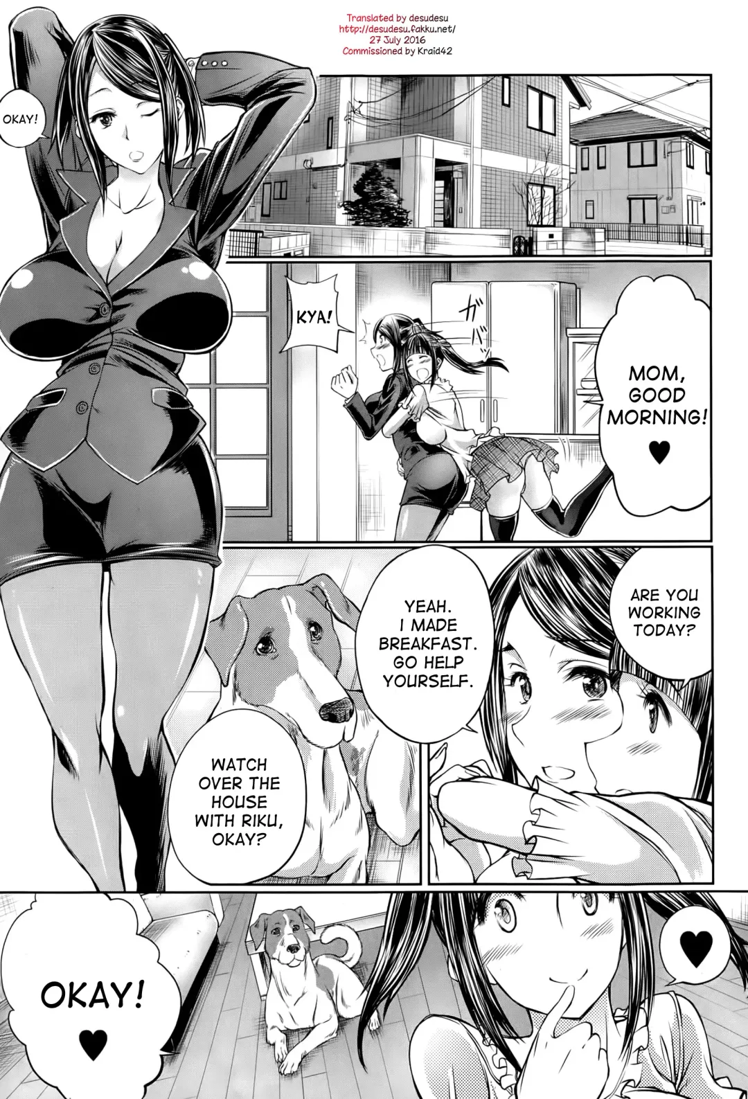 [Tenzen Miyabi] Musume no Kareshi wa Wan-chan?! Okaasan Yurushimasen! | My Daughter's Boyfriend is a dog. As her mother, I won't allow it! Fhentai - Page 1